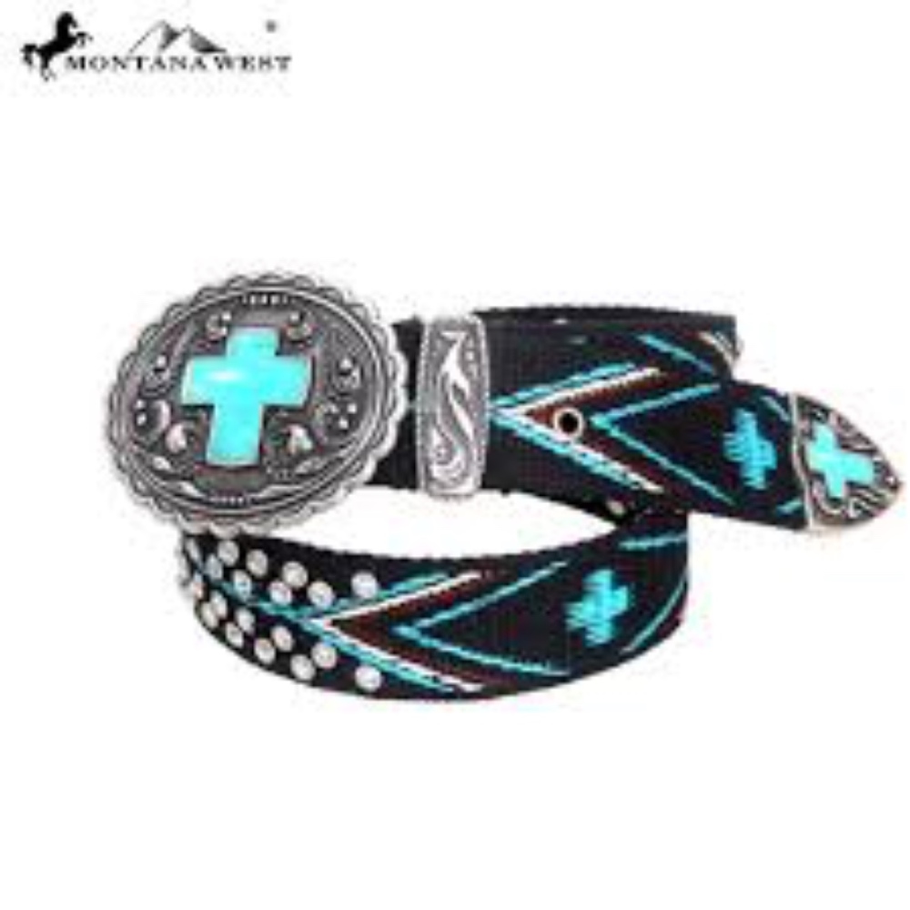 Montana West Belt Turquoise Buckle / Sz 32-34